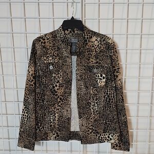 Chico's Leopard-Print Open Jean Style Jacket - Black & Brown Size Medium Chico 1